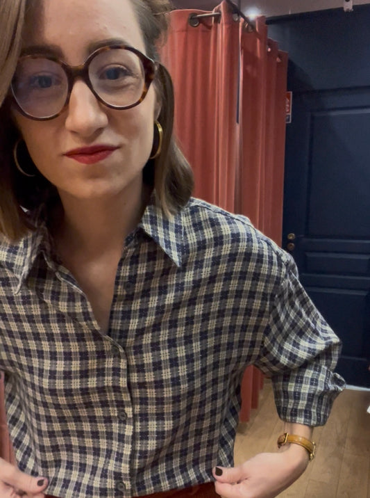 Chemise SOFIA carreaux bleu/vert