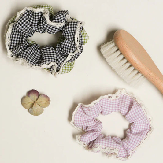 Chouchou JULIETTE vichy/macramé