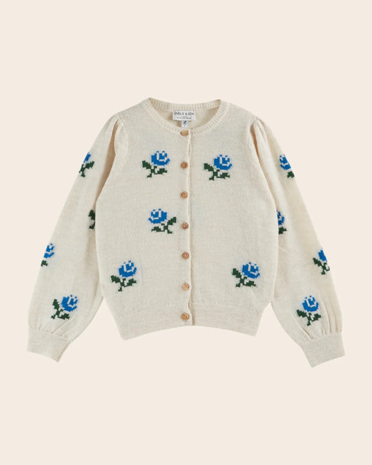 Cardigan CALIZIA fleurs écru