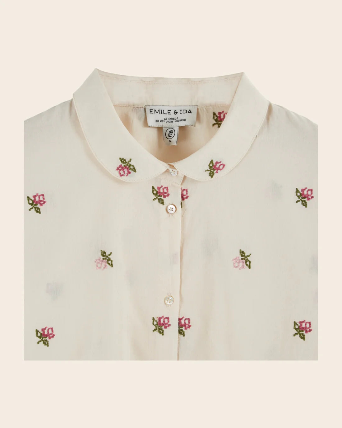 Chemise CALYPSO brodée rose