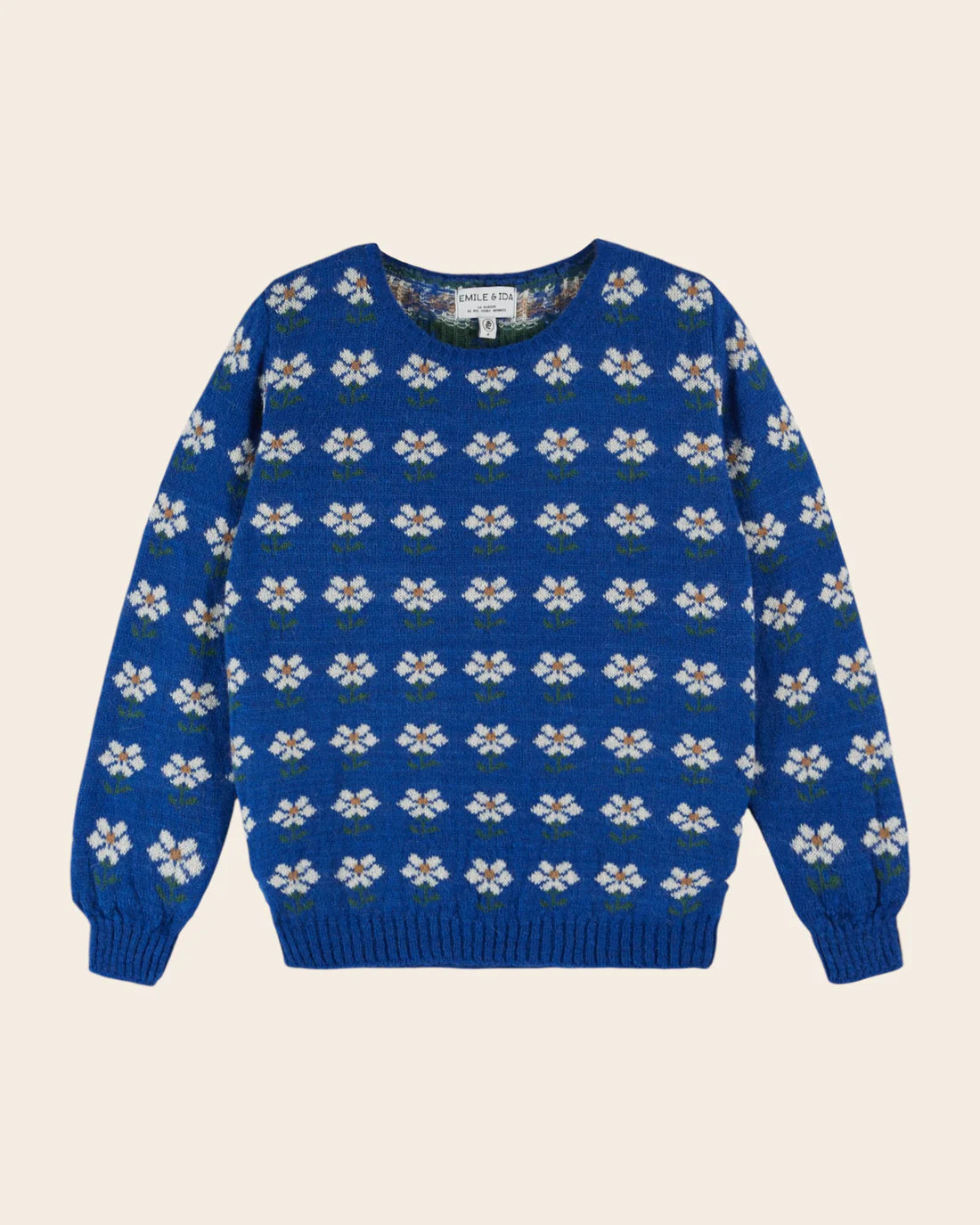 Pull CORENTIN fleurs bleu royal