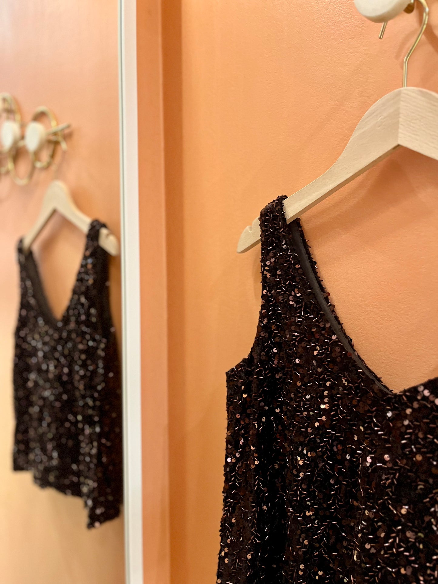 Top sequins MARIAH chocolat