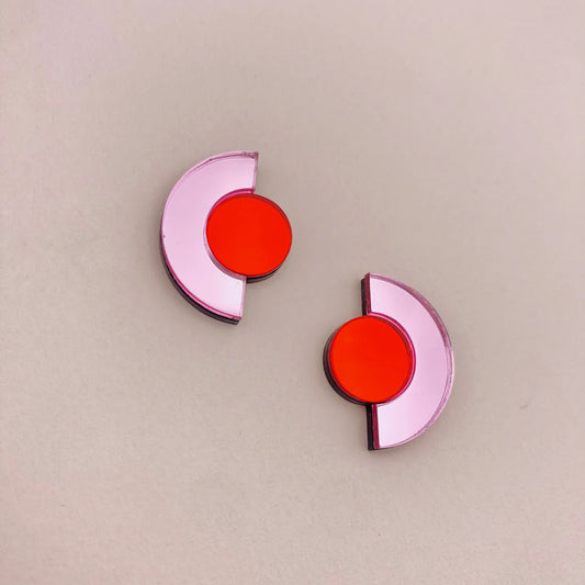 Boucles d'oreilles ROSELINE rose/rouge