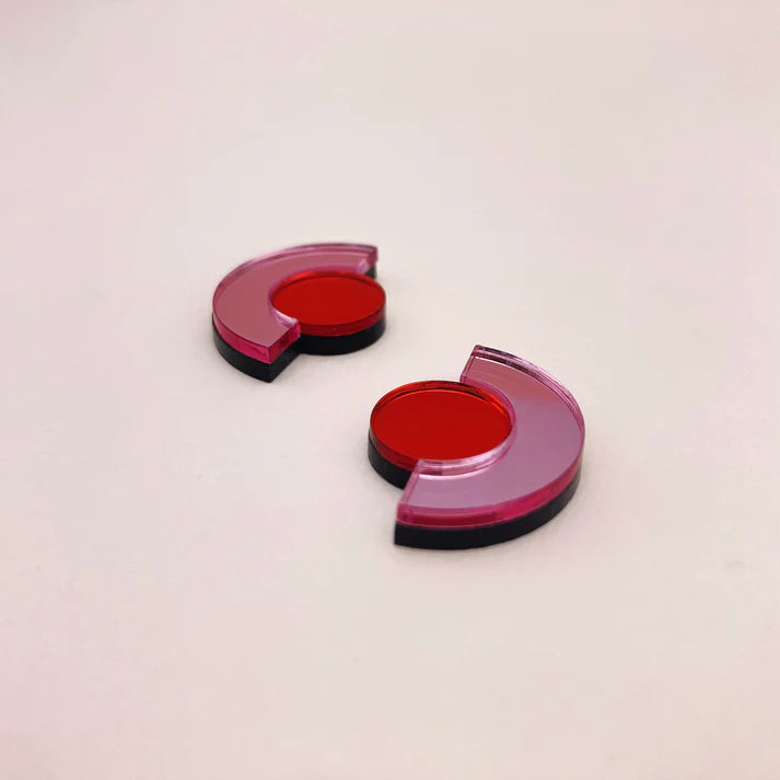 Boucles d'oreilles ROSELINE rose/rouge