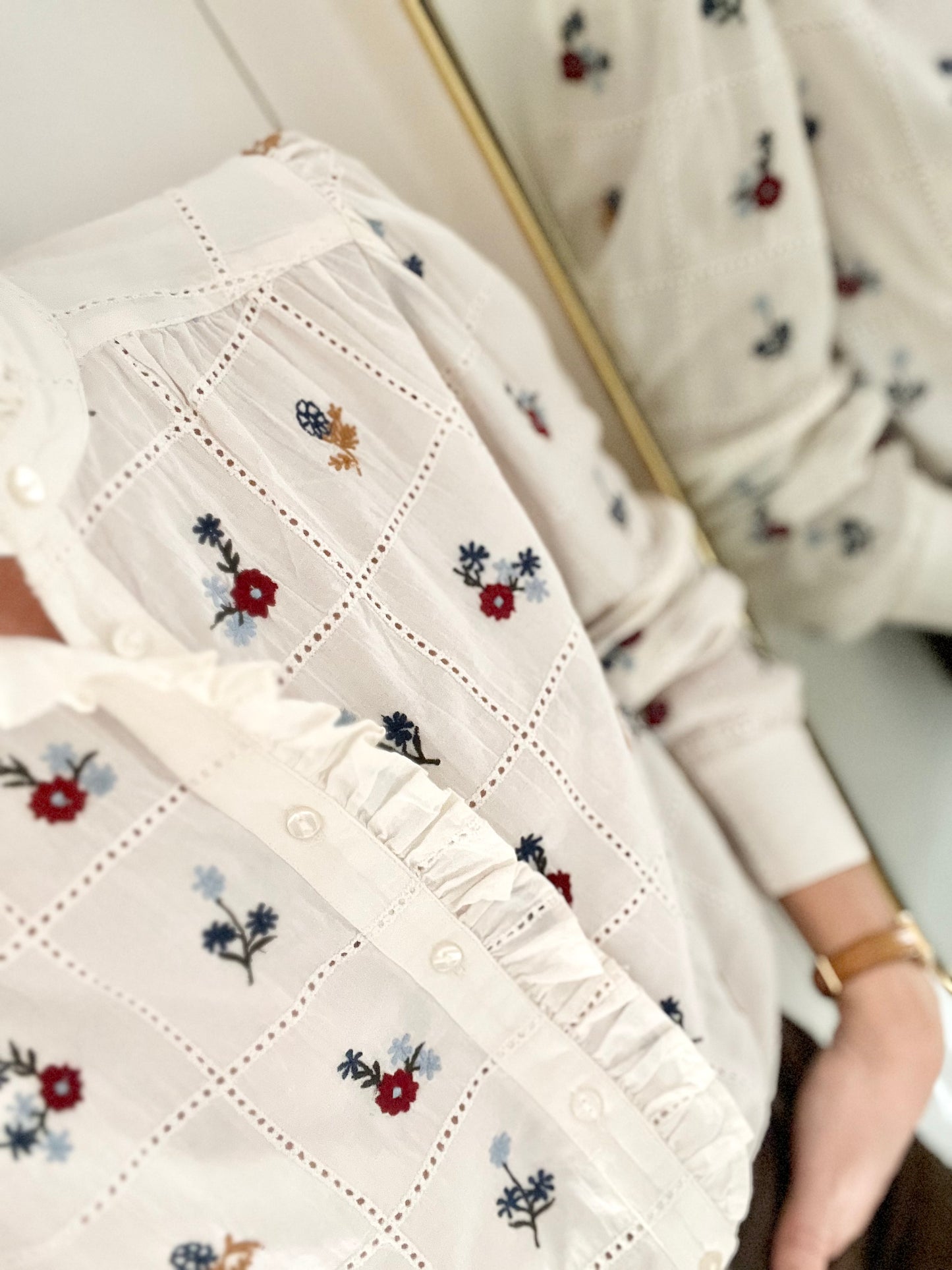Chemise CAPUCINE brodée écrue