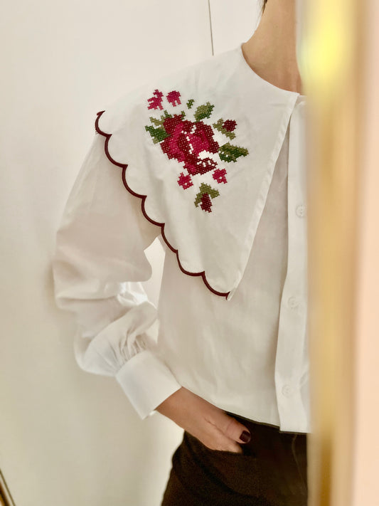 Chemise MARGUERITE brodée blanche