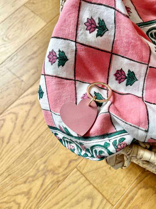 Porte-clés coeur MAMAN vieux rose