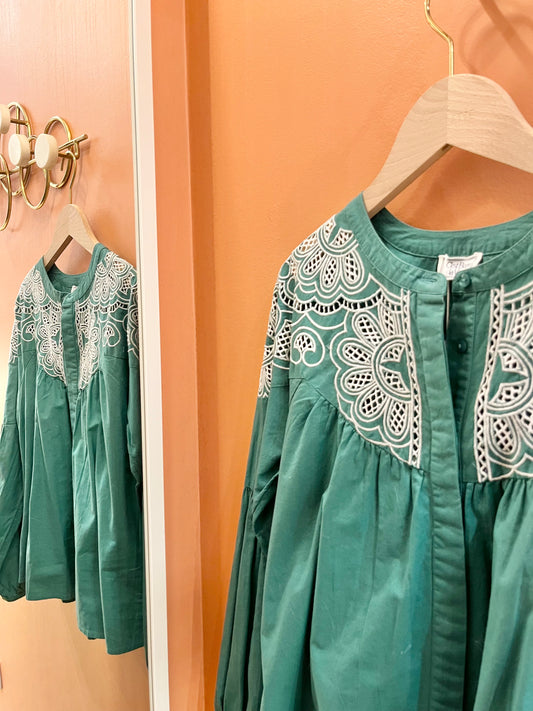 Blouse MARION vert brodé