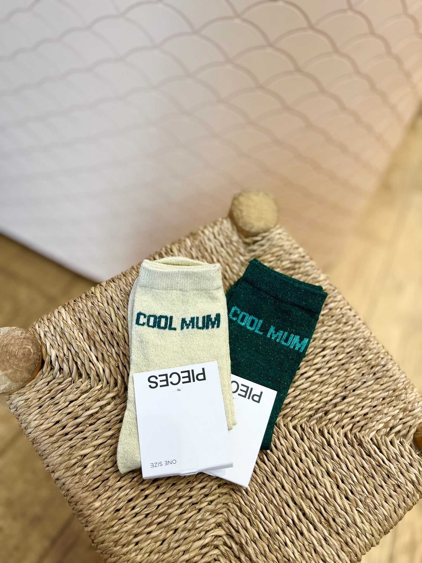 Chaussettes pailletées NOLIA cool mum sables