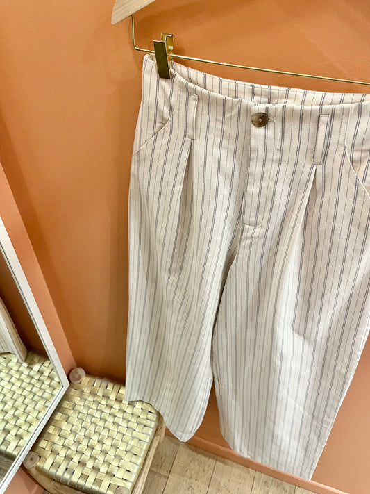 Pantalon OLYMPIA rayé écru