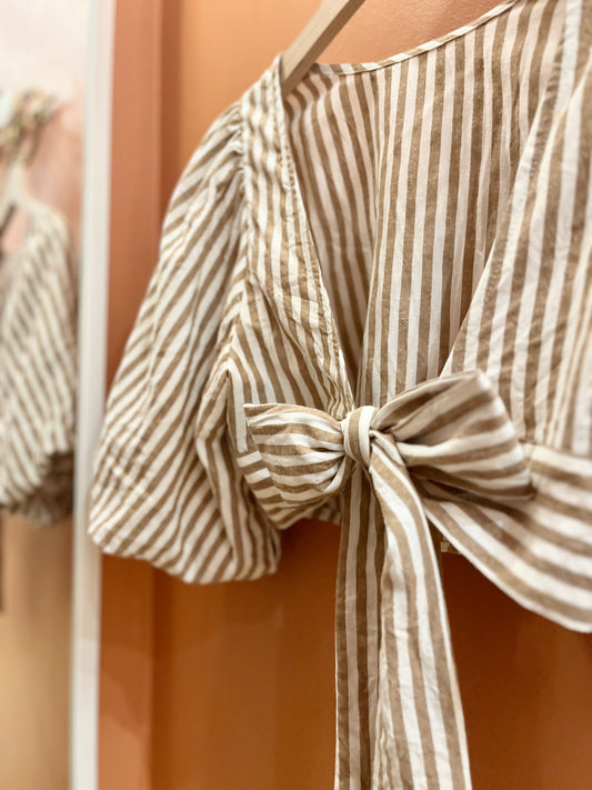 Haut SUZANNE rayé beige
