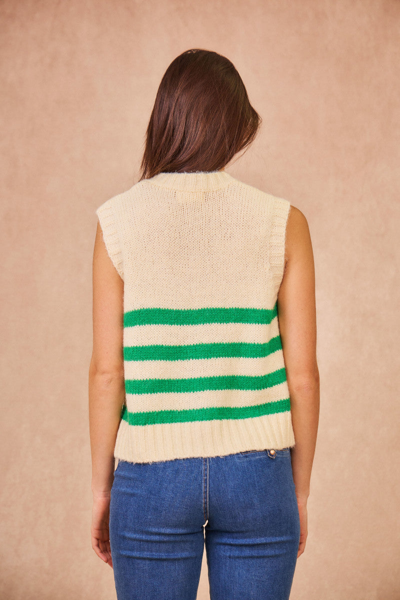 Gilet MARTINE rayé vert