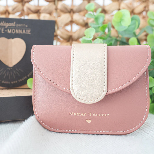 Porte Monnaie MAMAN D'AMOUR vieux rose
