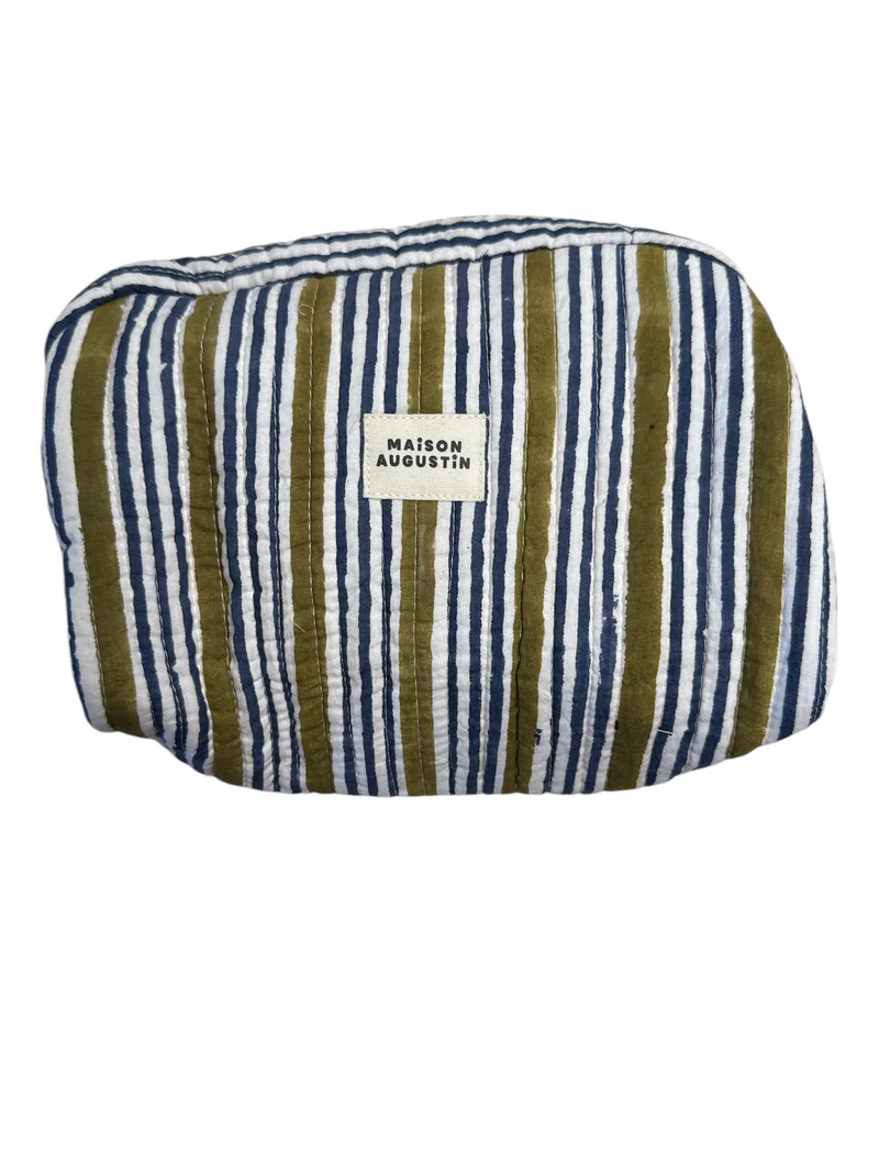 Trousse de toilette JULIETTE stripe kaki