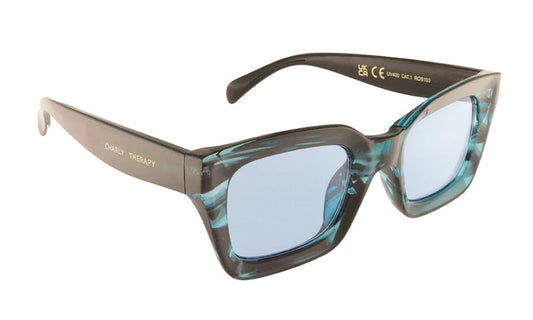 Lunettes de soleil ROSIE turquoise marbré