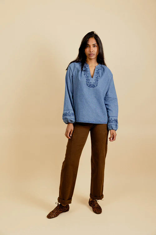 Blouse TAMARA denim brodée