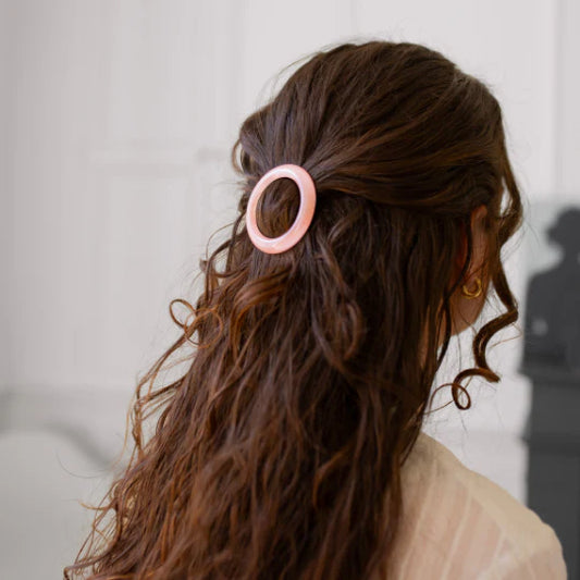 Barrette ronde rose