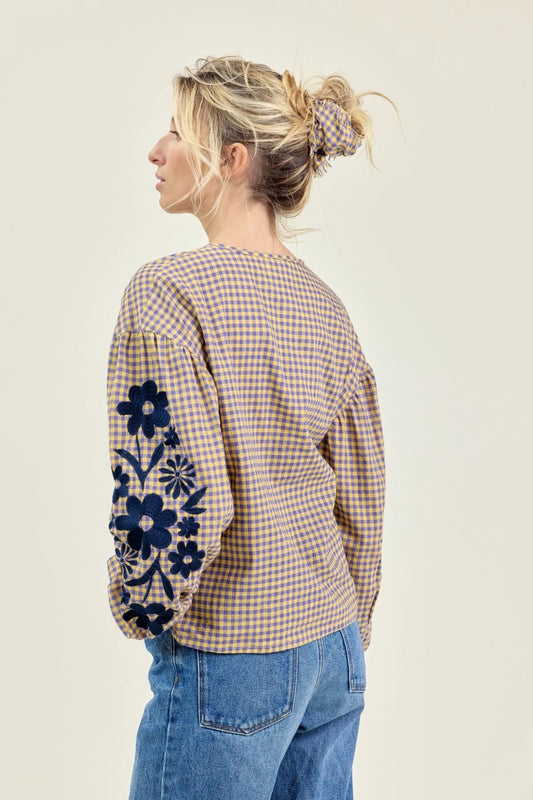 Chemisier BINU vichy jaune/parme