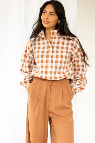 Blouse VIDYA carreaux caramel