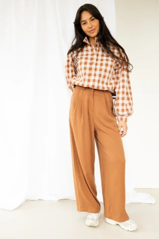 Blouse VIDYA carreaux caramel