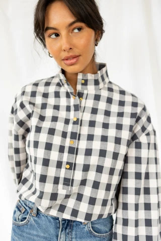 Blouse VIDYA carreaux noir