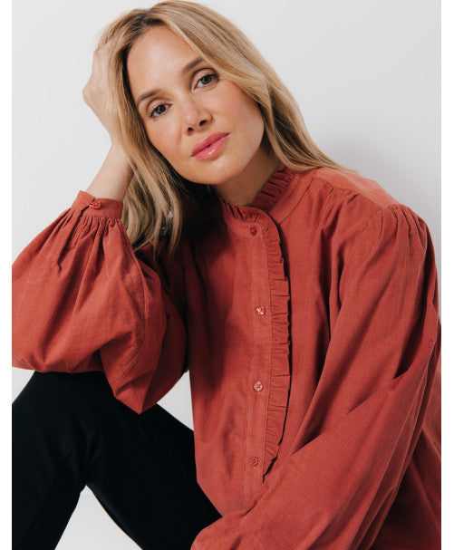 Chemisier AMÉLIA velours terracotta