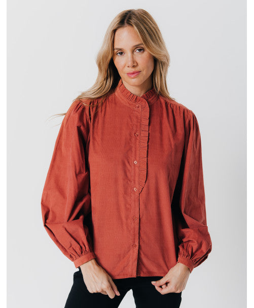 Chemisier AMÉLIA velours terracotta