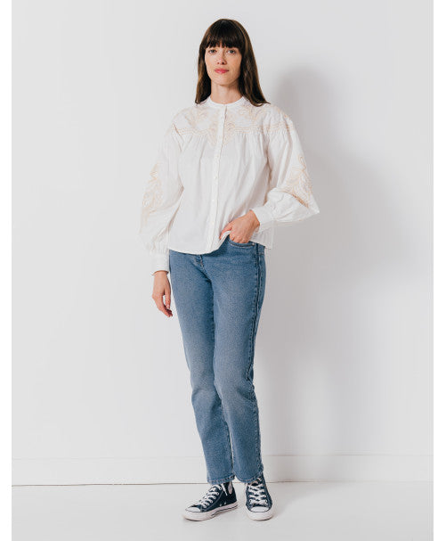 Chemisier CASSIS écrue brodée