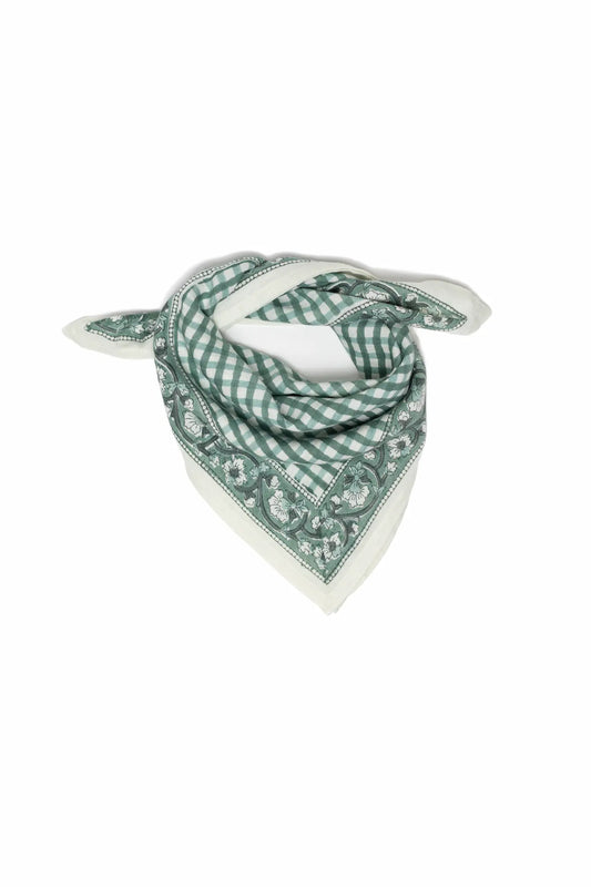 Petit foulard JEANNE vichy sauge