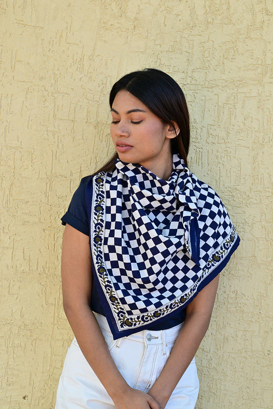 Foulard CHECKS bleu marine