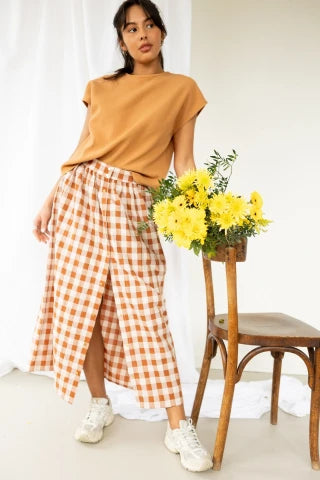 Jupe NEELI carreaux caramel