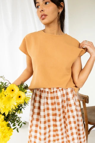Jupe NEELI carreaux caramel