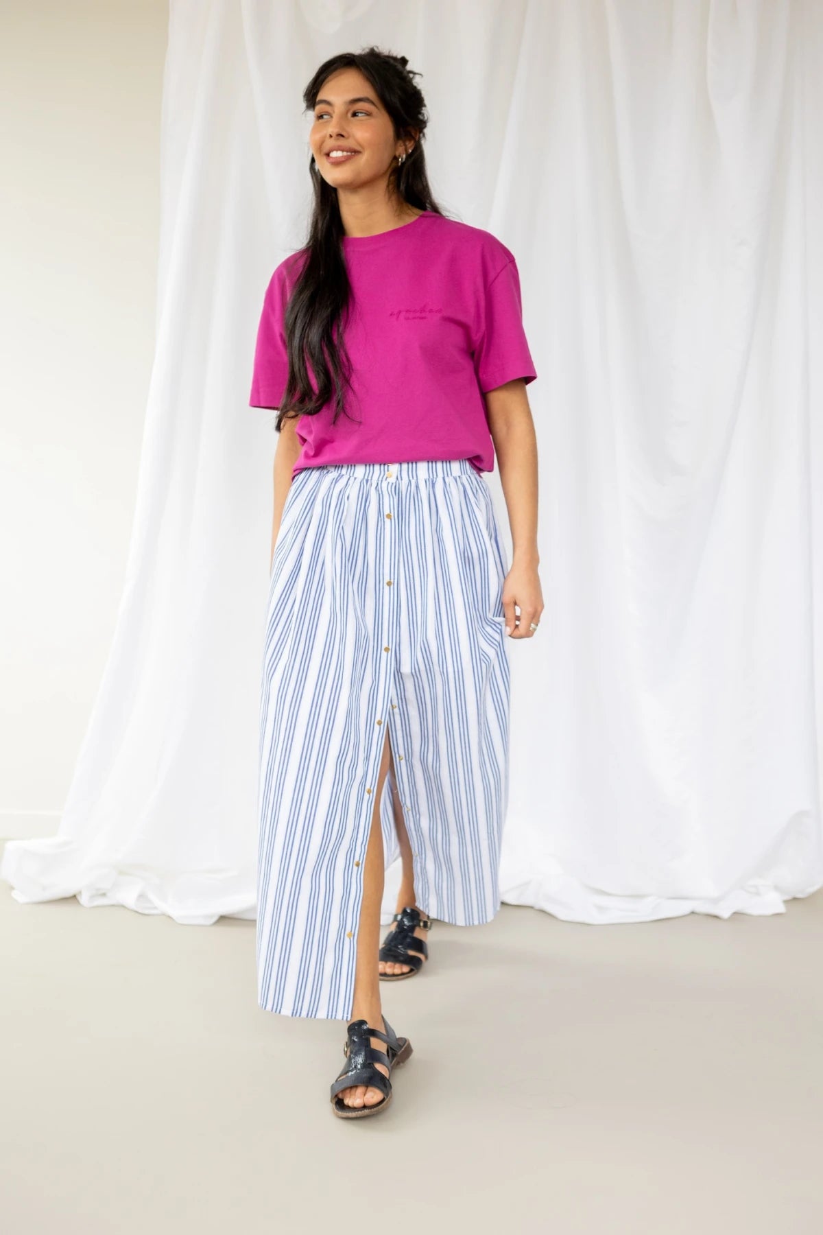 Jupe NEELI rayée bleu