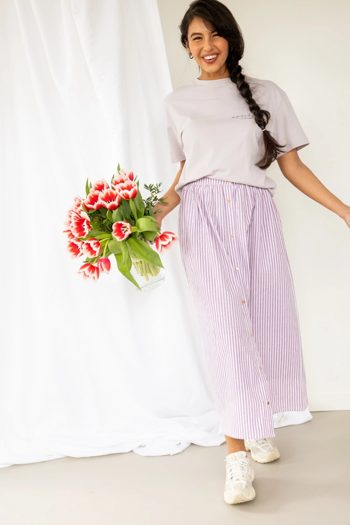 Jupe NEELI rayée violette