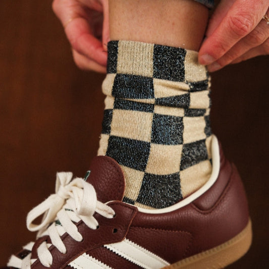 Chaussettes JULIE damier grenat