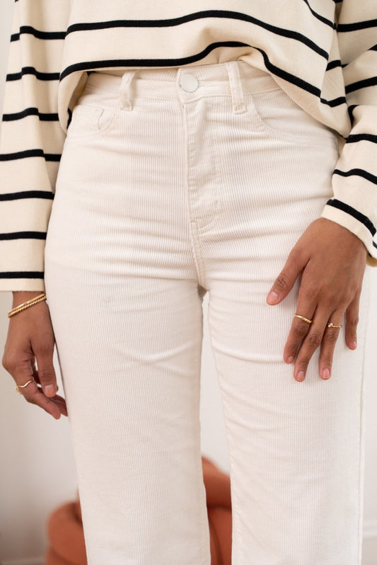 Pantalon SOLANGE velours blanc