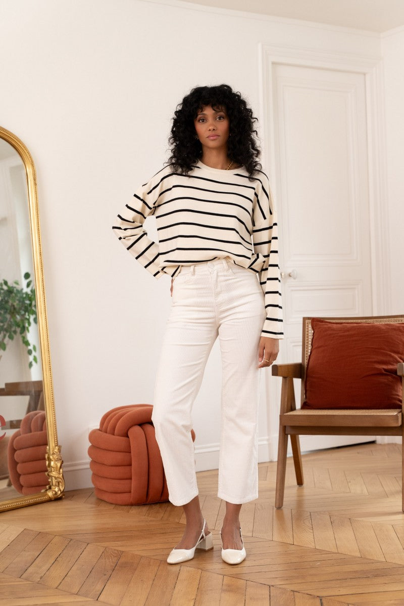 Pantalon SOLANGE velours blanc