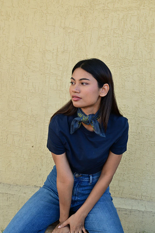 Petit foulard GALATIE bleu marine