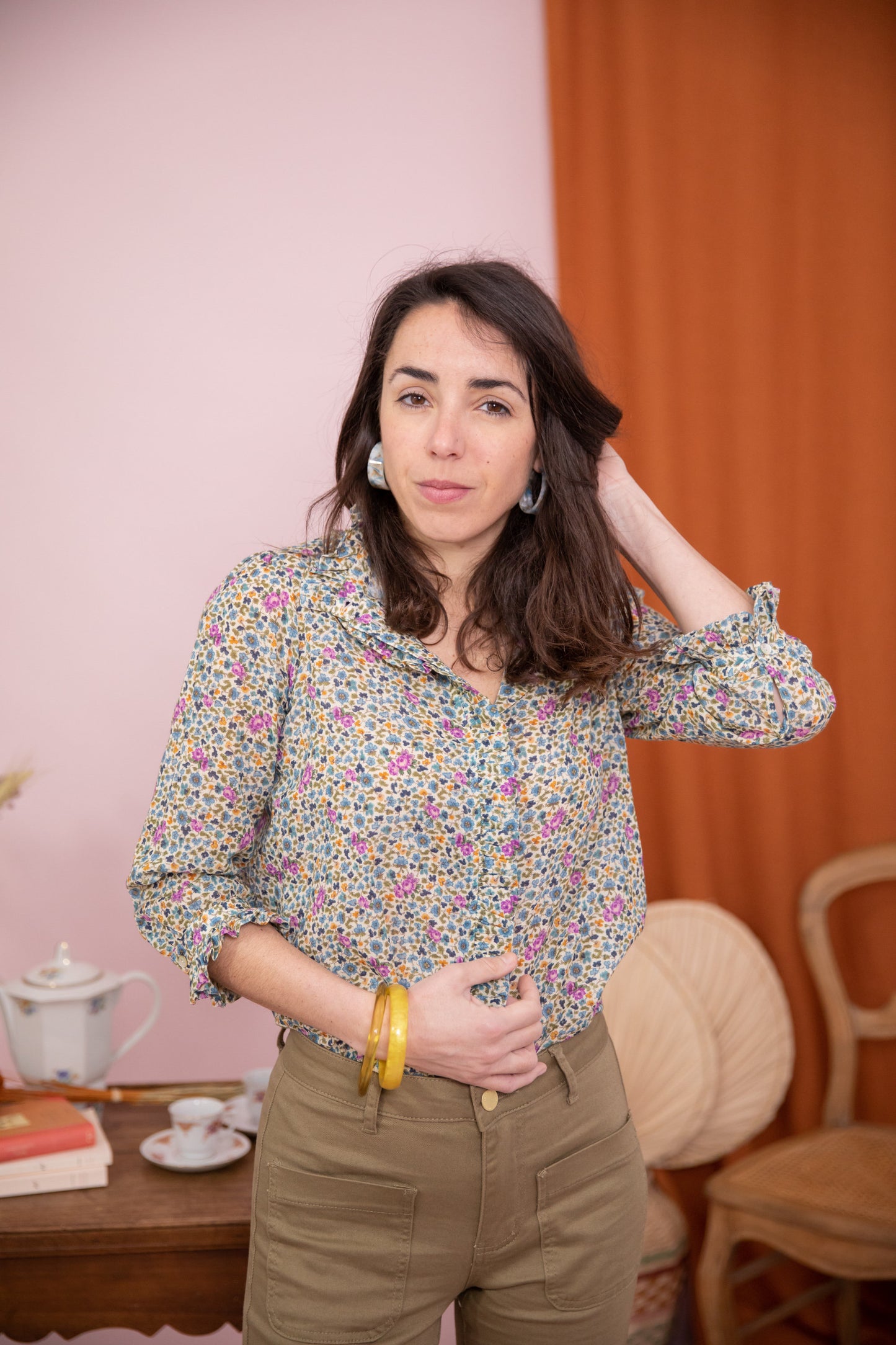 Blouse FEUILLETTE vert rose