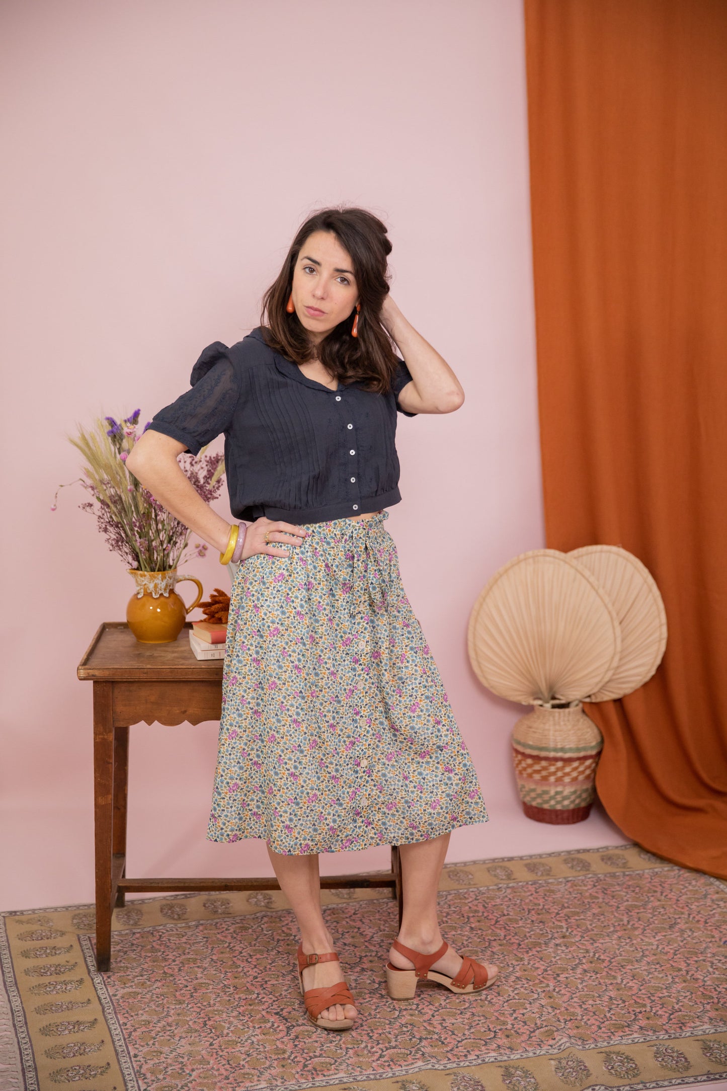 Jupe FEUILLETTE vert rose