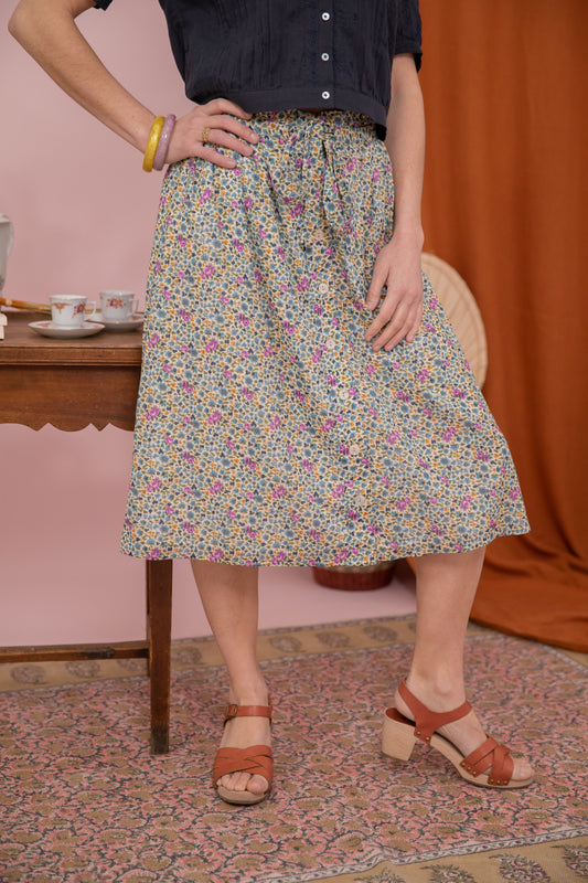 Jupe FEUILLETTE vert rose