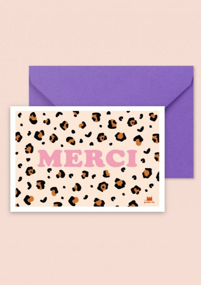 Carte postale MERCI léopard