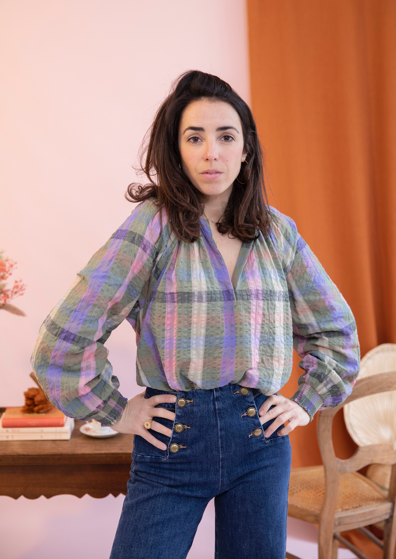 Blouse carreaux clearance