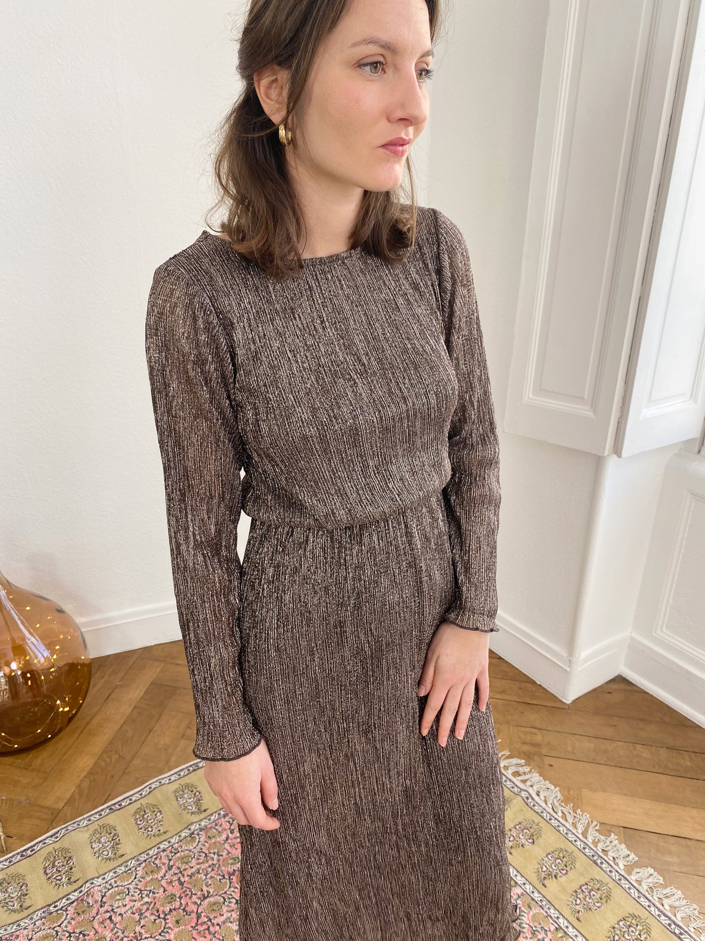 Robe VALENTINA lurex marron