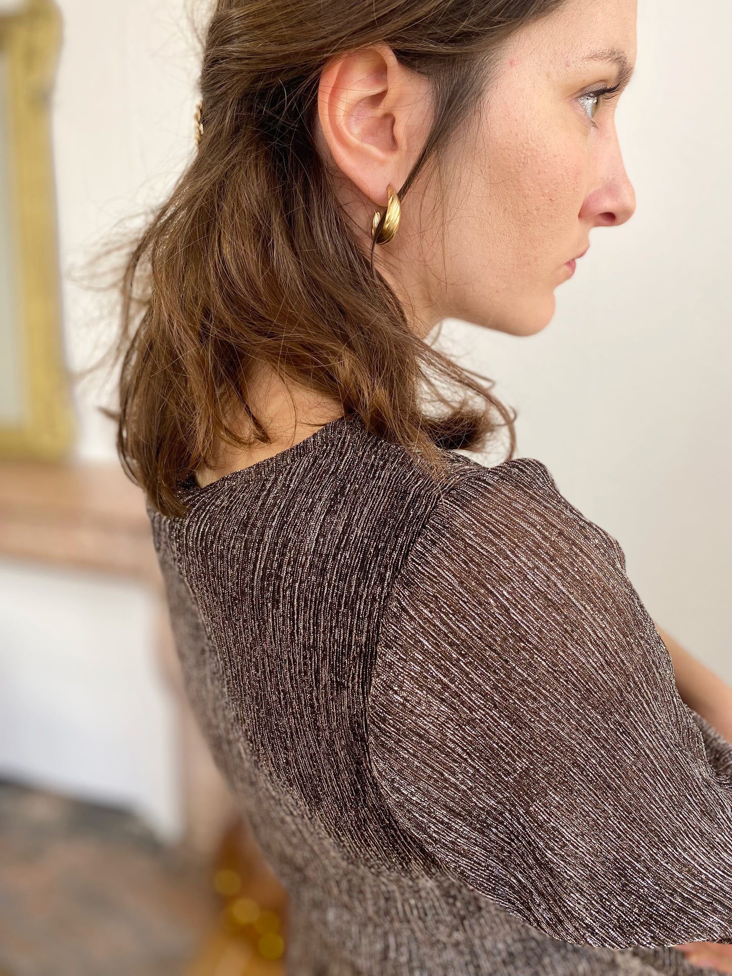 Robe VALENTINA lurex marron