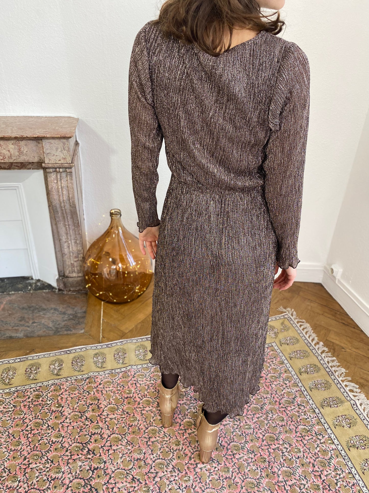 Robe VALENTINA lurex marron