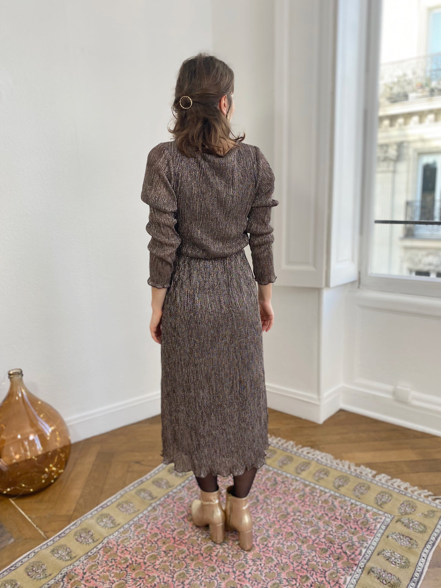 Robe VALENTINA lurex marron