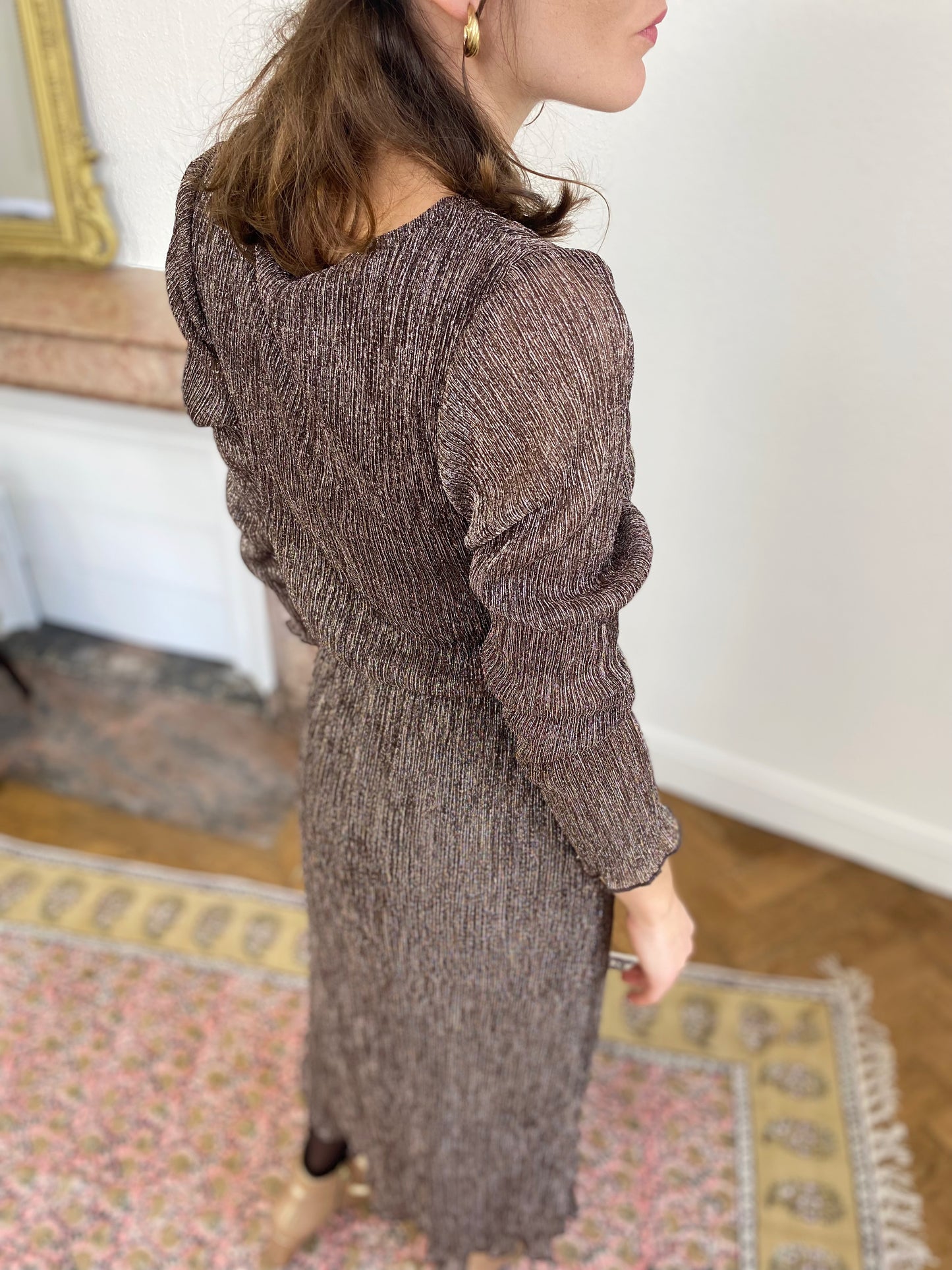 Robe VALENTINA lurex marron