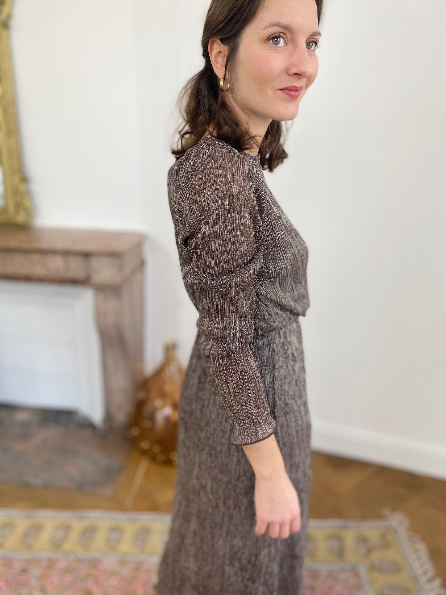 Robe VALENTINA lurex marron