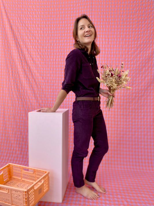 Combinaison velours aubergine